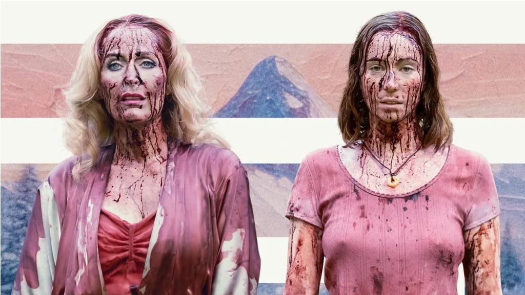 Gillian Anderson e Hannah Einbinder encaram a tela cobertas de sangue, mas sem perder a pose