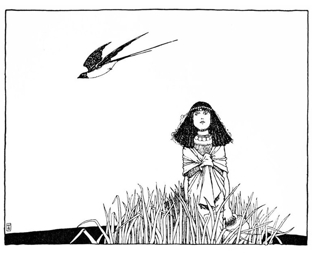 She Understood the Speech of Birds, by W. Heath Robinson, from Hans Andersen’s Fairy Tales, 1913. Project Gutenberg. She Understood the Speech of Birds, by W. Heath Robinson, from Hans Andersen’s Fairy Tales, 1913. Project Gutenberg.