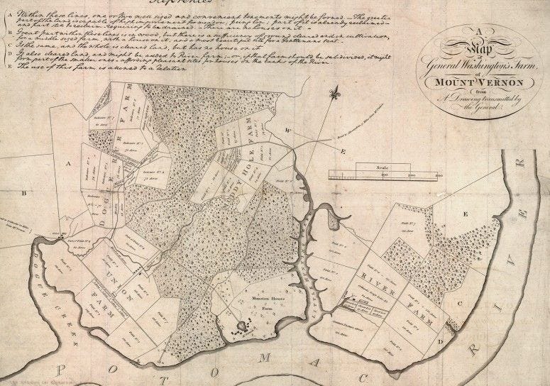 Map of George Washington's farms at Mount Vernon (Library of Congress)