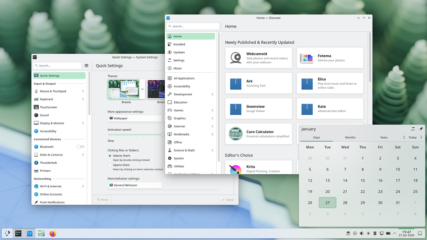 "KDE's Plasma desktop environment."