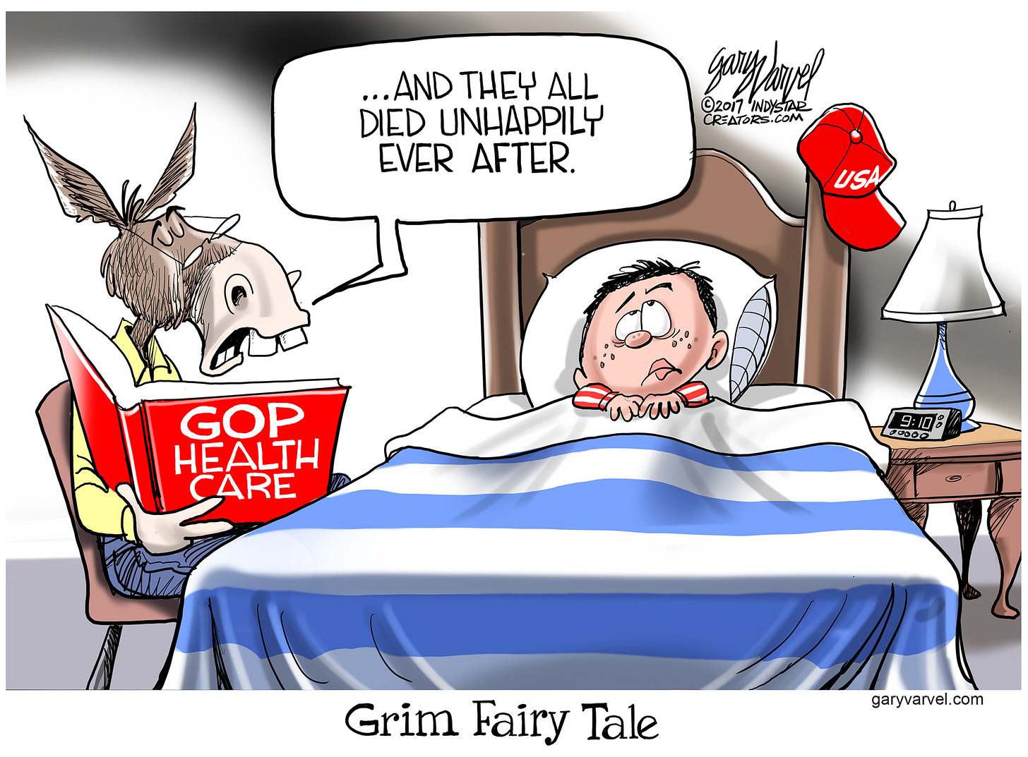 Political cartoon U.S. health care reform AHCA Democrat grim fairy tale |  The Week