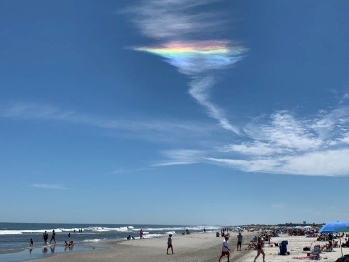 It's called a circumhorizontal arc, and you could see one from the beach in Avalon. It's called a circumhorizontal arc, and you could see one from the beach in Avalon.