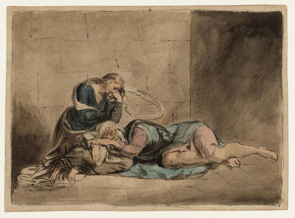 Lear and Cordelia in Prison c.1779 by William Blake 1757-1827