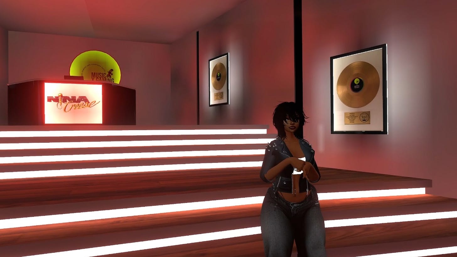 Nina Creese talks about her accomplishments and RIAA-Gold awards on-stage.