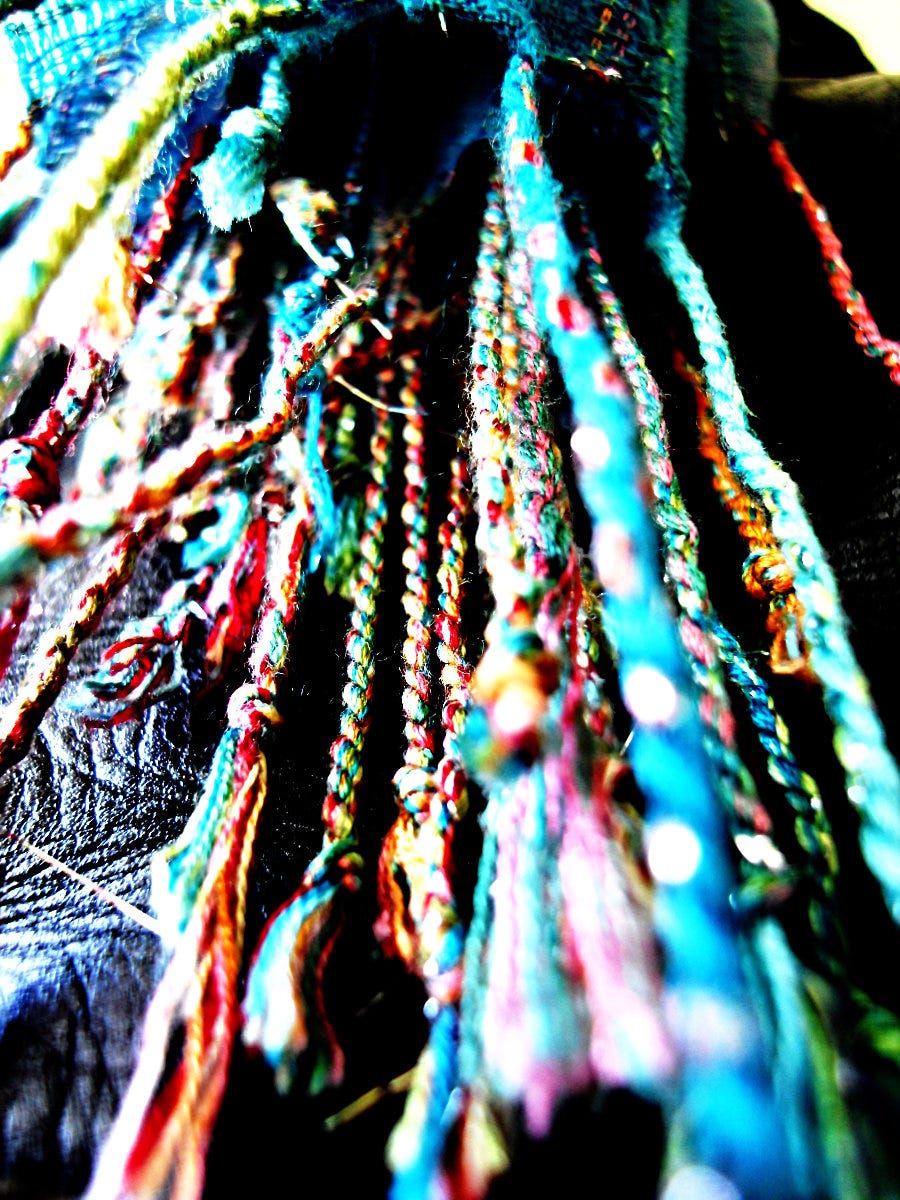 Scarf fringes on my biker jacket Scarf fringes on my biker jacket