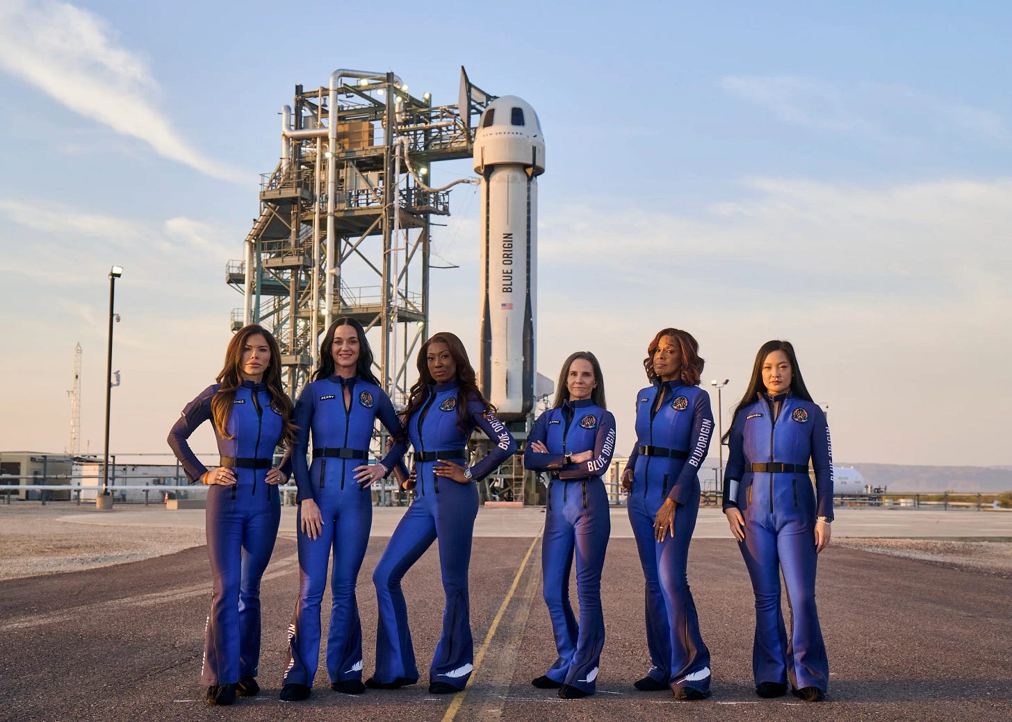 Lauren Sanchez, Katy Perry, Gayle King pose in front of Blue Origin Space Craft Lauren Sanchez, Katy Perry, Gayle King pose in front of Blue Origin Space Craft