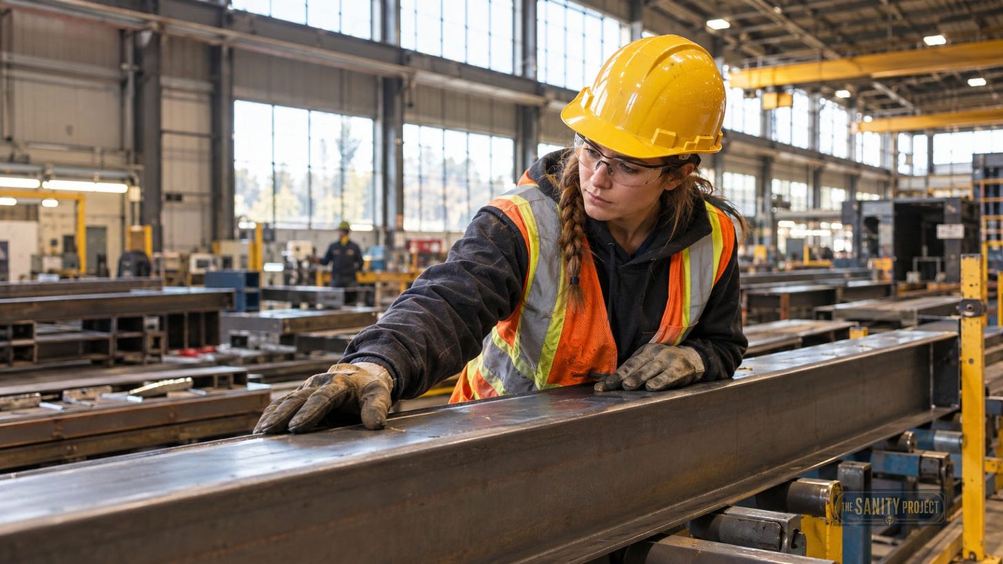 A worker on a Canadian owned companies manufacturing floor A worker on a Canadian owned companies manufacturing floor