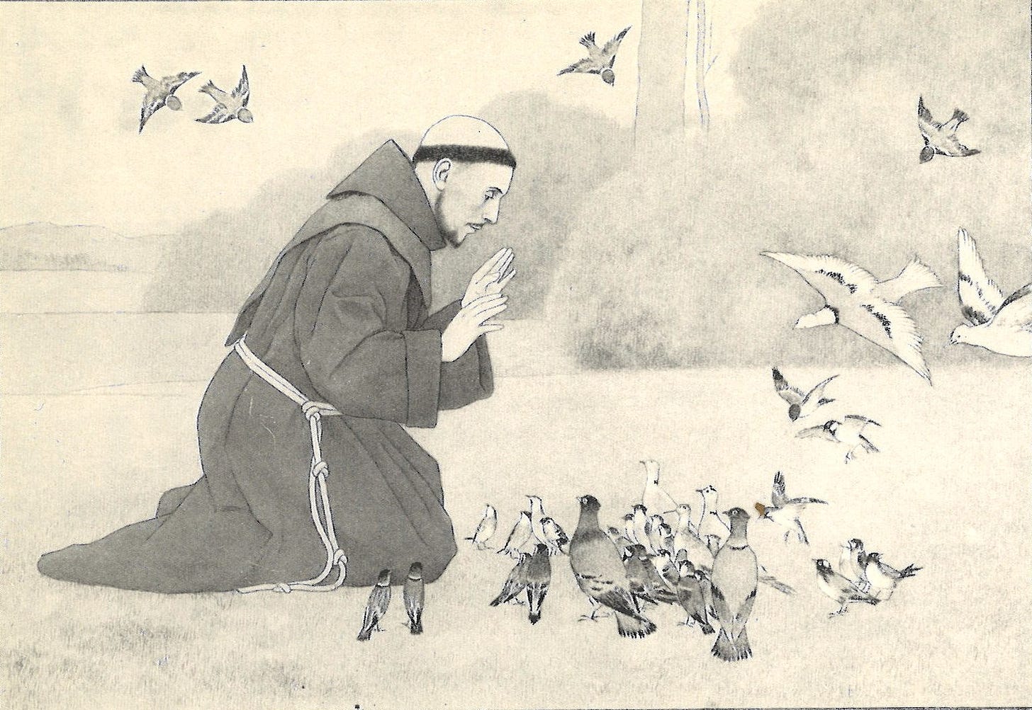 St. Francis and the Birds. Boutet de Monvel, from Everybody’s St. Francis (1912). St. Francis and the Birds. Boutet de Monvel, from Everybody’s St. Francis (1912).
