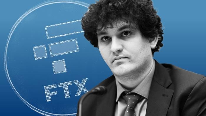 Montage of Sam Bankman-Fried and FTX logo