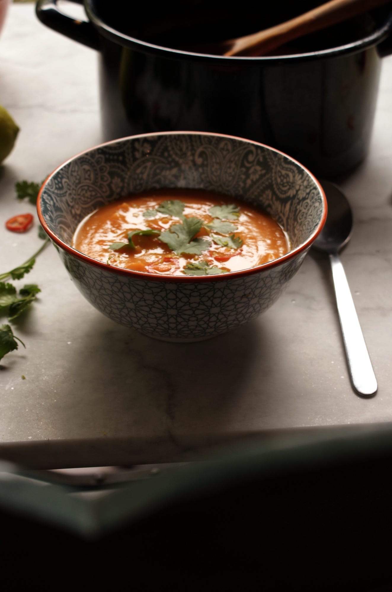 sweet potato, chilli and lime soup