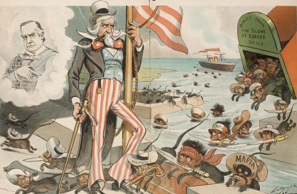 A 1903 cartoon by Louis Dalrymple in Judge magazine depicts European immigrants as rats. (New York Public Library Digital Collection)