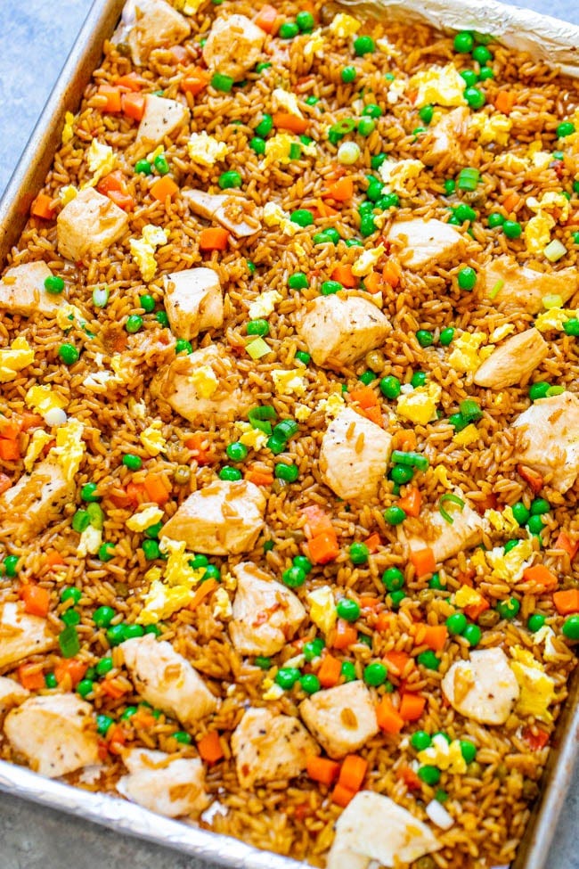 15-Minute Sheet Pan Fried Rice (with Chicken). 15-Minute Sheet Pan Fried Rice (with Chicken).