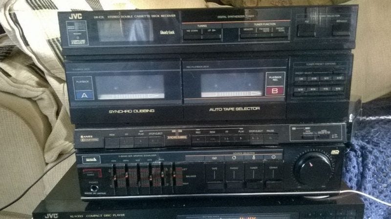 old style stereo system with cassette