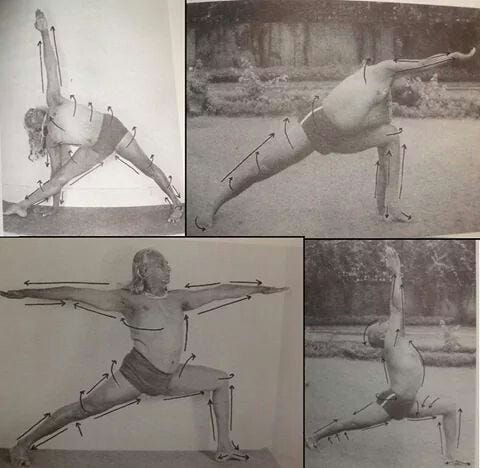 This may contain: four pictures of a woman doing yoga in different poses, including the legs and arms