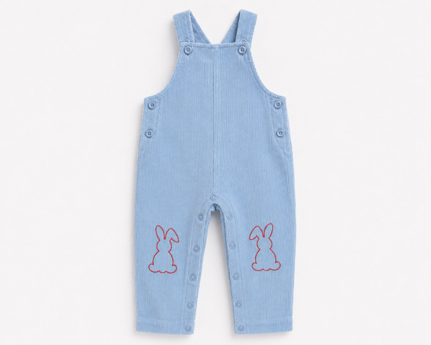 Light blue baby dungarees with bunny detail Light blue baby dungarees with bunny detail