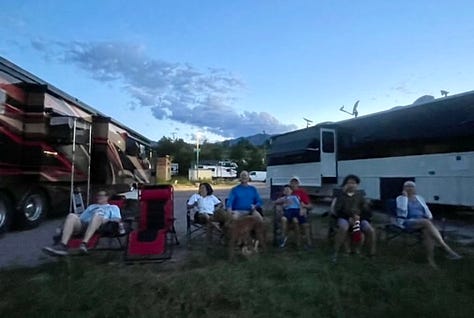 my photos of our campsite that looks over the city and some of the fireworks displays.