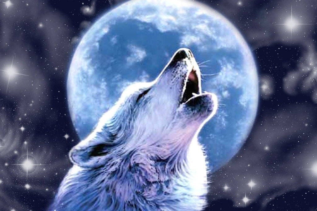 Wolf Howling At The Moon Cross Stitch Pattern