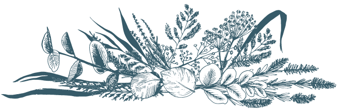 spray of blue gray flowers