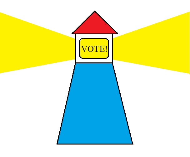 lighthouse with word 'vote!'