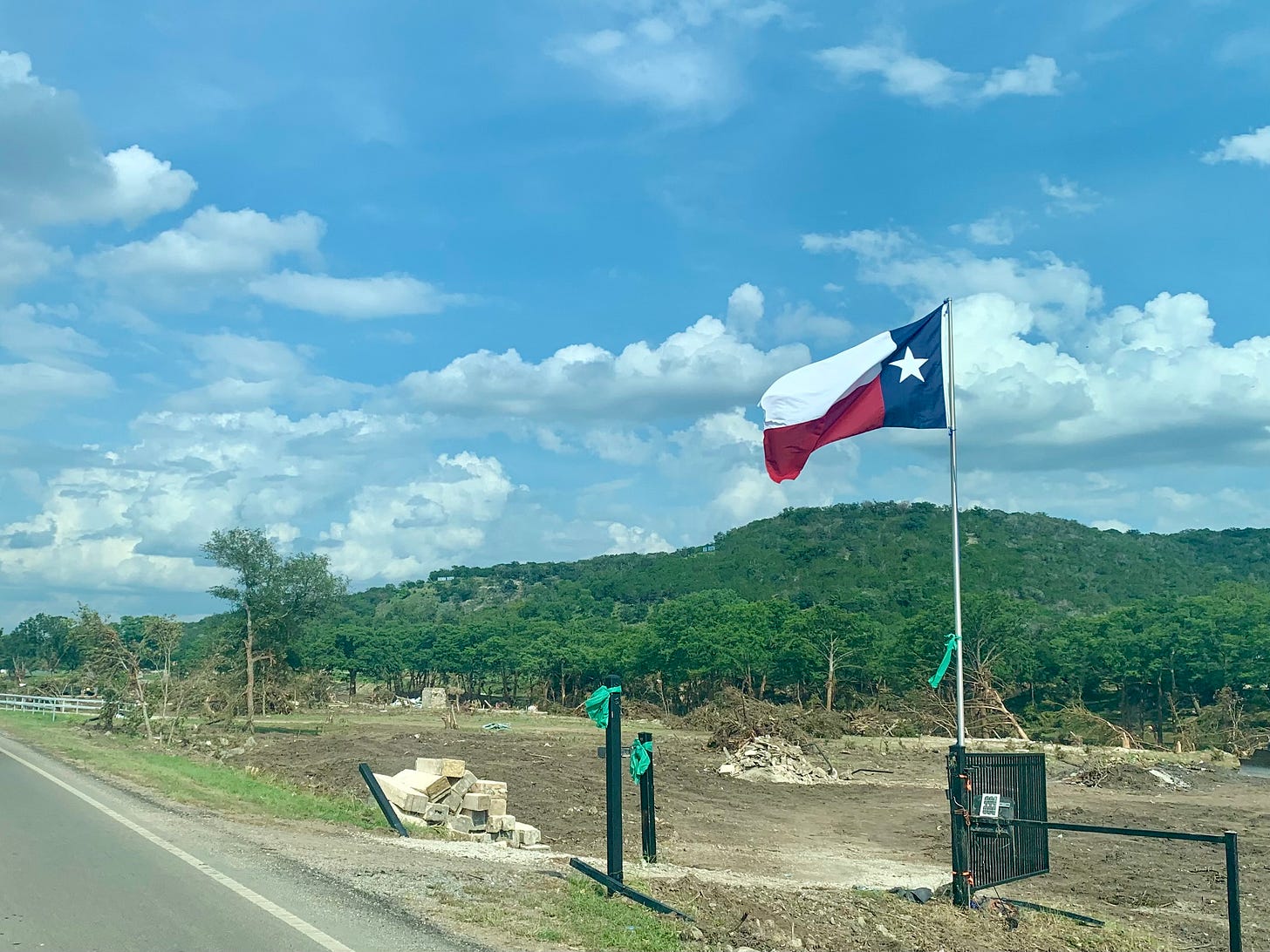 Image of Texas flag in Ingram, Texas taken by David Guion on the drive back home from Kerrville, Texas on Saturday, July 12, 2025.