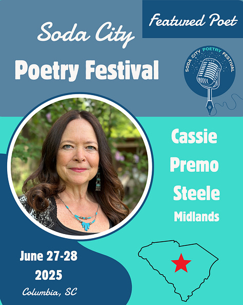 Cassie Premo Steele, Naya Lanai and Evelyn Berry read their poetry at the Soda City Poetry Festival on Saturday, June 28 from 1:45-2:45 at the Richland Library