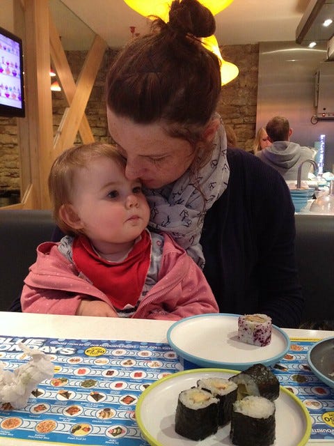 Jasmine and Sian at Yo Sushi Jasmine and Sian at Yo Sushi