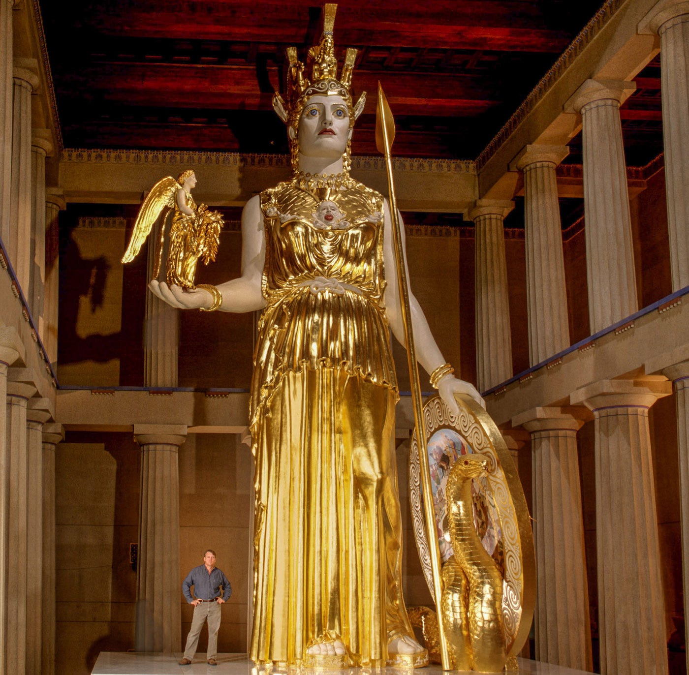 Alan LeQuire, Athena Parthenos by Pheidias, 1990, Nashville Parthenon. Alan LeQuire, Athena Parthenos by Pheidias, 1990, Nashville Parthenon.