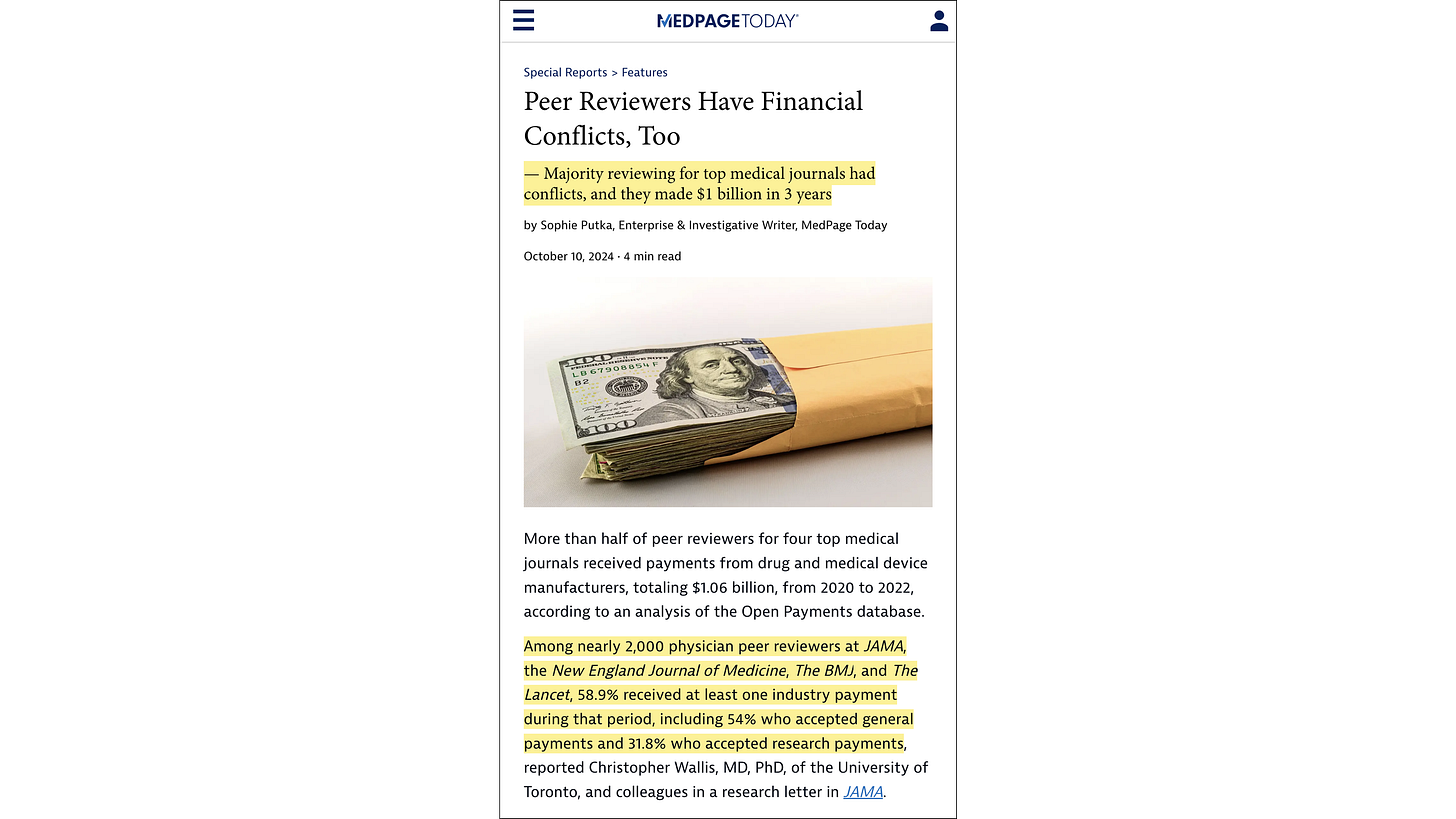 MedPage Today, “Peer Reviewers Have Financial Conflicts, Too” (10 October 2024)