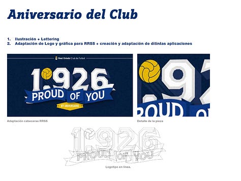 Trabajos realizados para el Real Oviedo en la temporada 2012/2013.