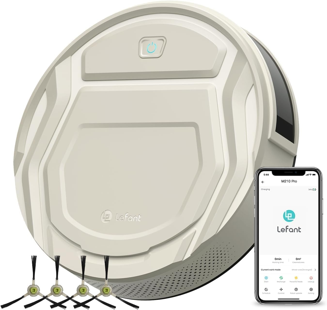 Lefant Robot Vacuum M210 Pro, 2200Pa Suction,120 Mins Runtime, Self-Charging Slim Robotic Vacuum Cleaner, APP/Voice/WiFi/Alexa Control, Ideal for Pet Hair,Low-Pile Carpet, Hard Floor