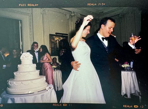 Analog photos of cakes at weddings by Angela Cappetta.