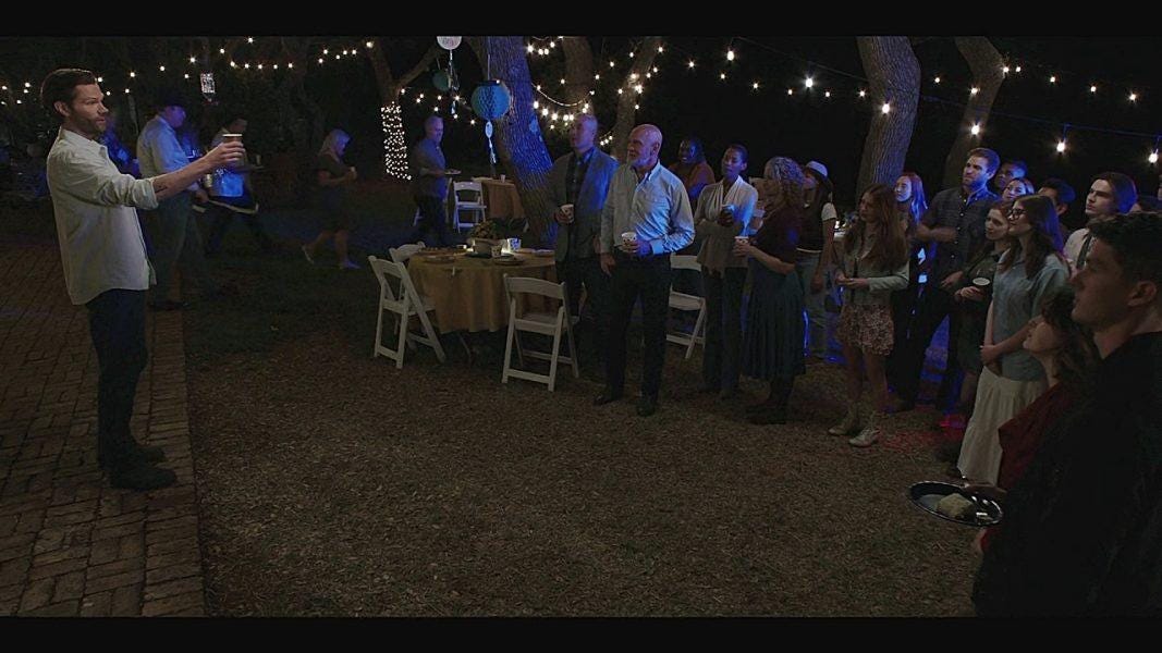 Jared Padalecki giving final toast to Walker series cast with Carry On Supernatural time. Jared Padalecki giving final toast to Walker series cast with Carry On Supernatural time.