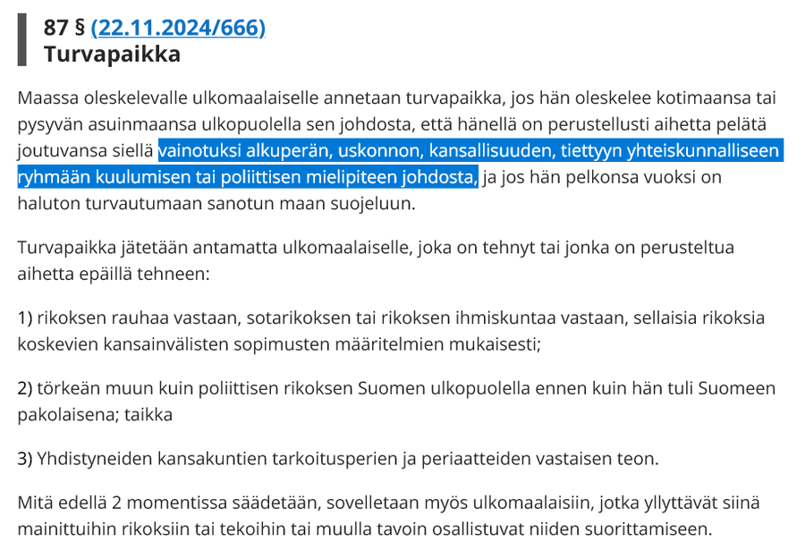 Suomen lain määritelmät turvapaikan hakemiselle eivät kata “palestiinalaisen” määritelmää Maahanmuuttoviraston esittämällä tavalla, eikä rauhanomaisia siviilejä kohtaan ole olemassa todellista vainoa Gazassa. Suomen lain määritelmät turvapaikan hakemiselle eivät kata “palestiinalaisen” määritelmää Maahanmuuttoviraston esittämällä tavalla, eikä rauhanomaisia siviilejä kohtaan ole olemassa todellista vainoa Gazassa.