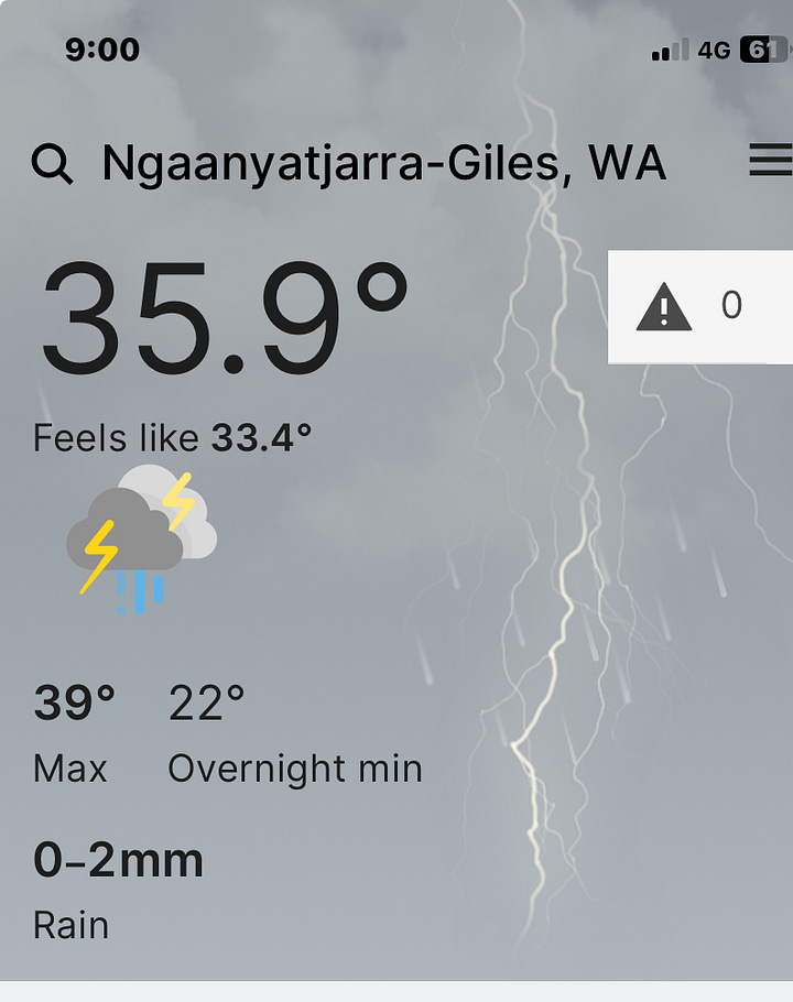 Screen shots of weather predictions from the Bureau of Meteorology. Photos of a sunset the gloaming and a sunrise.
