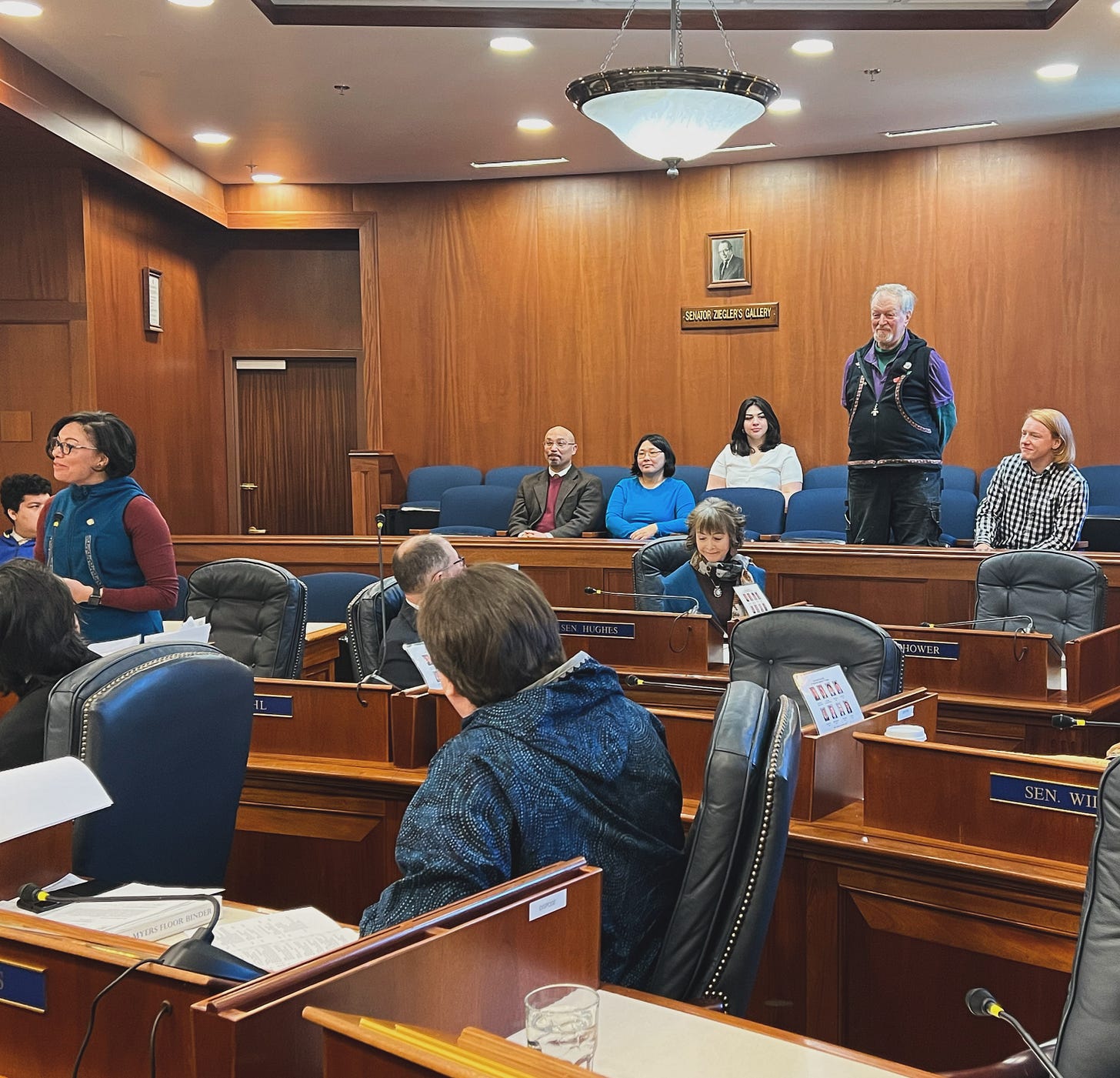An image of Senator Tobin and other Senators introducing members of the public in Senate Chambers An image of Senator Tobin and other Senators introducing members of the public in Senate Chambers