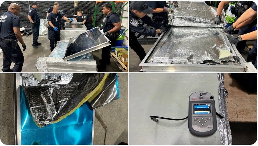 CBP Officers at Los Angeles International Airport discovered nearly 300lbs of meth hidden inside "solar panels" bound for New Zealand.