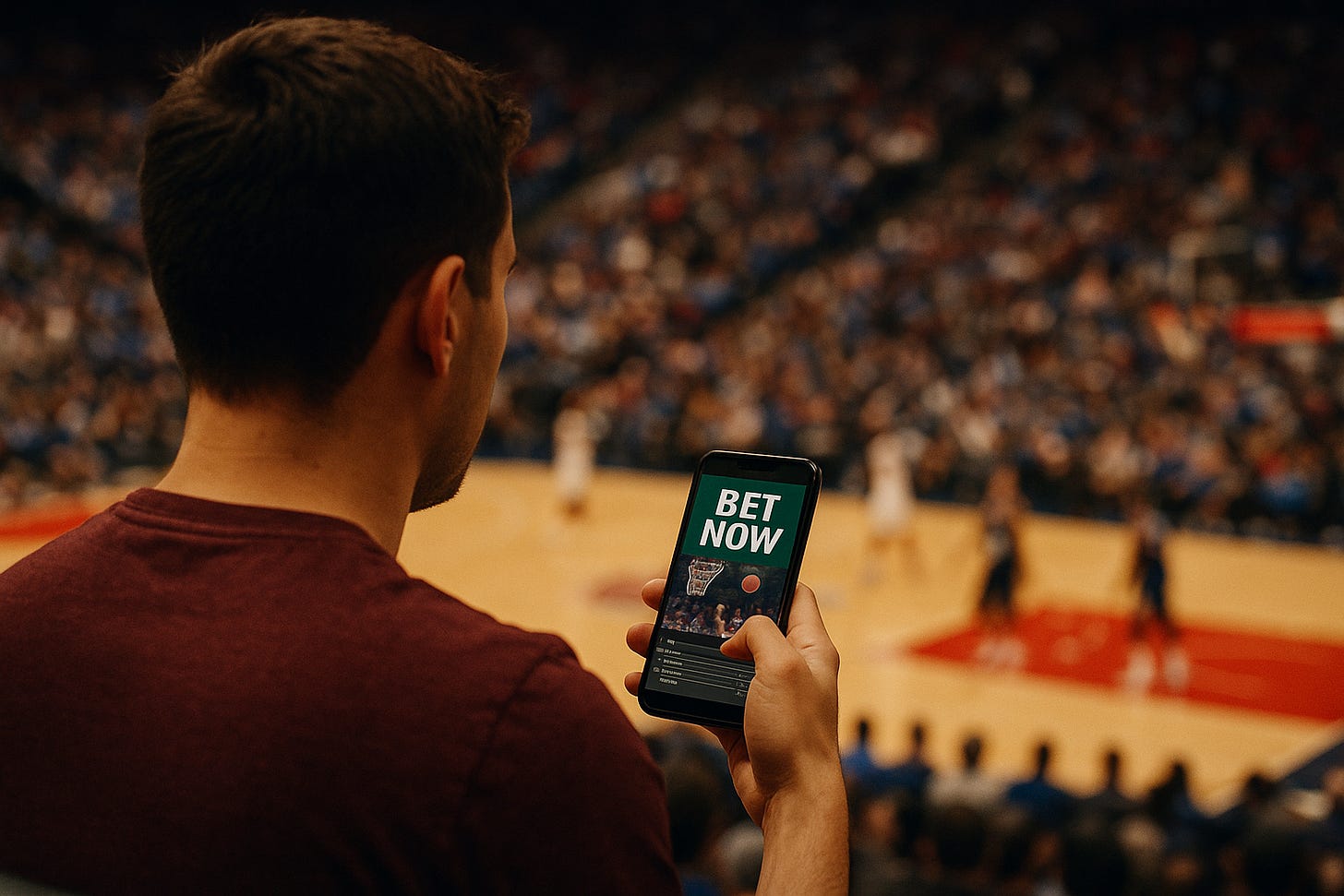 A man betting at a basketball game