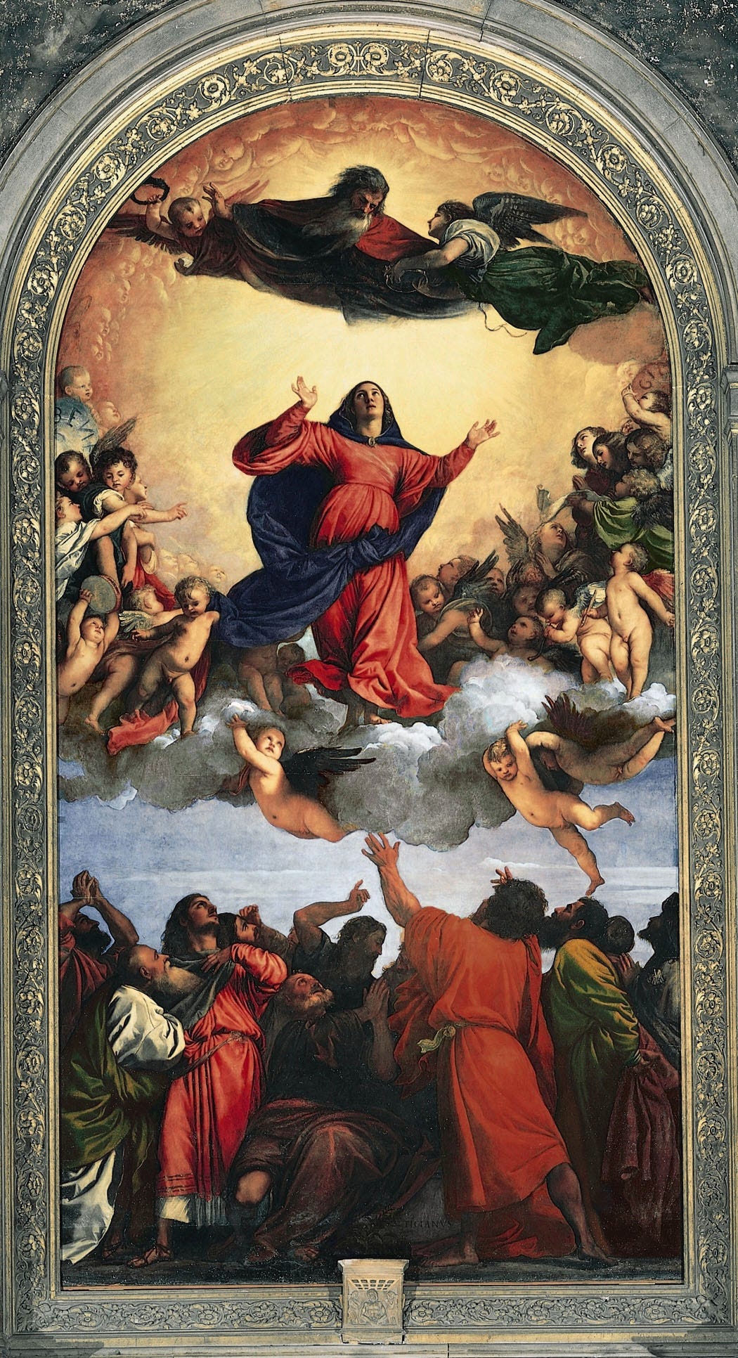 Titian altarpiece painting of the Assumption of the Virgin Titian altarpiece painting of the Assumption of the Virgin