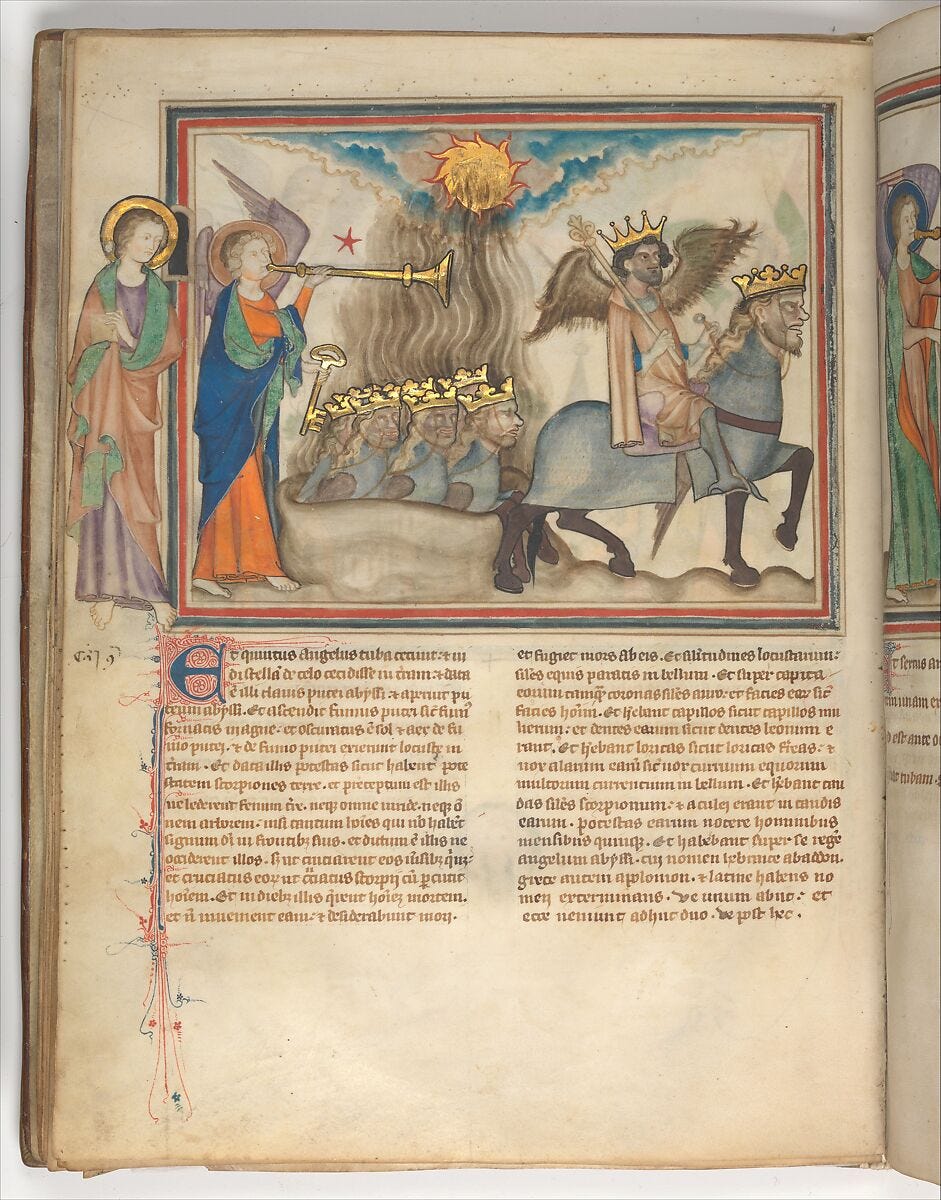 The Cloisters Apocalypse, Tempera, gold, silver, and ink on parchment; later leather binding, French The Cloisters Apocalypse, Tempera, gold, silver, and ink on parchment; later leather binding, French