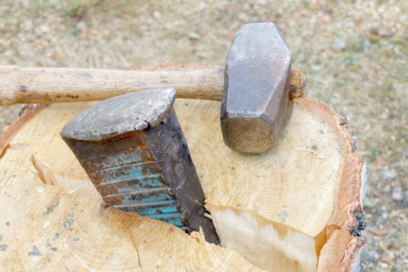 Does a native speaker use 'drive a wedge into' to mean something like cut  into, cut a hole on or create a weak point on? : r/EnglishLearning