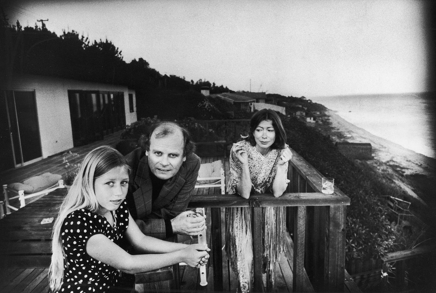 Joan Didion with her late husband, John Gregory Dunne, and daughter, Quintana Roo, in Malibu, California, 1976. Photograph: John Bryson/Time Life Pictures/Getty Images