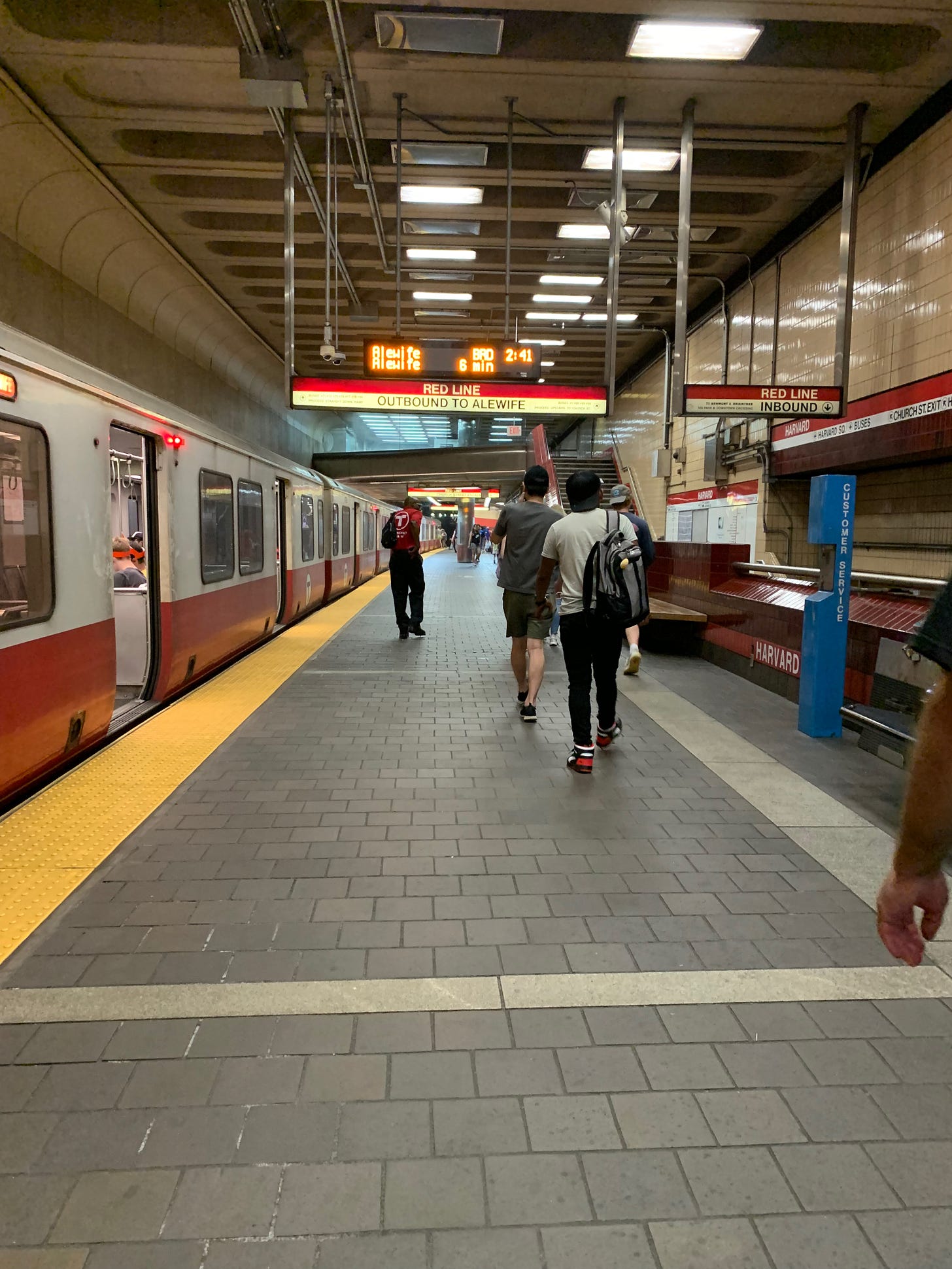 Inside the T, red line outbound to Alewife