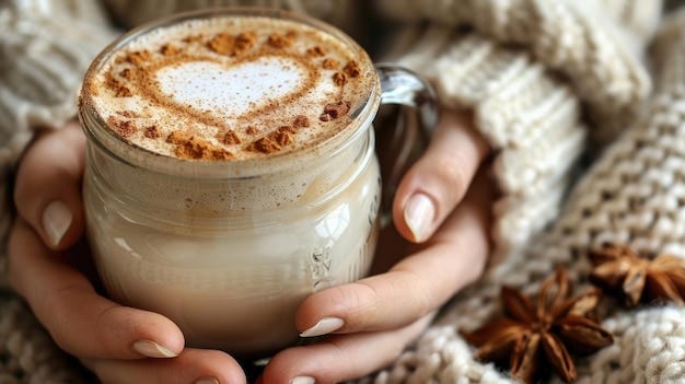 Premium Photo | Woman holding a mason jar of iced coffee with a heart latte art Refreshing