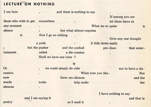 Lecture on Nothing, John Cage | KANAL — Centre Pompidou — Brussels