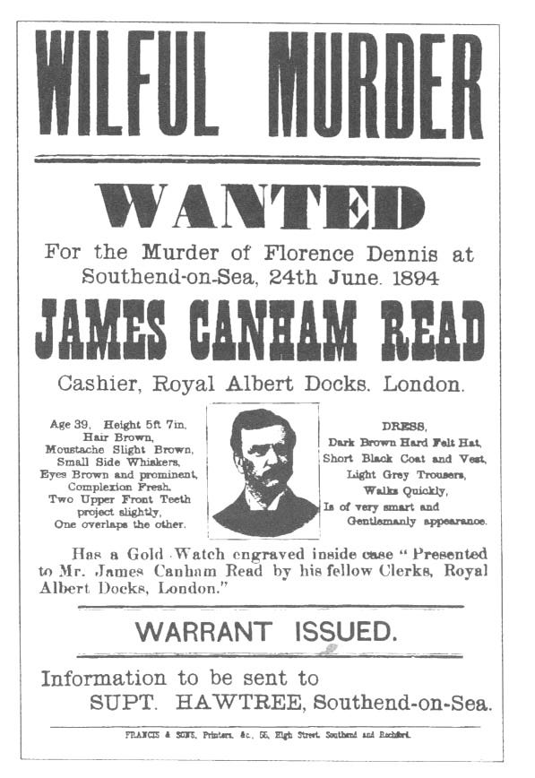 Old wanted poster showing a picture of James Read