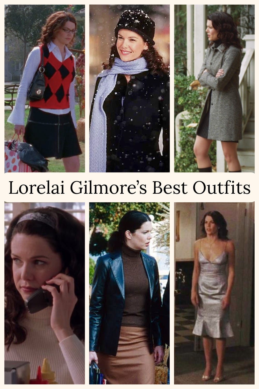 collage of lorelai gilmore's best outfits.