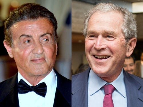 Sylvester Stallone and George W. Bush