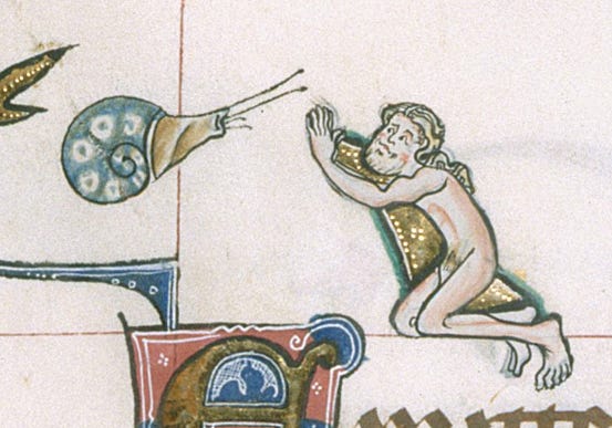 Medieval Marginalia: Why Are There So Many Snails In Medieval Manuscripts?  – Just History Posts