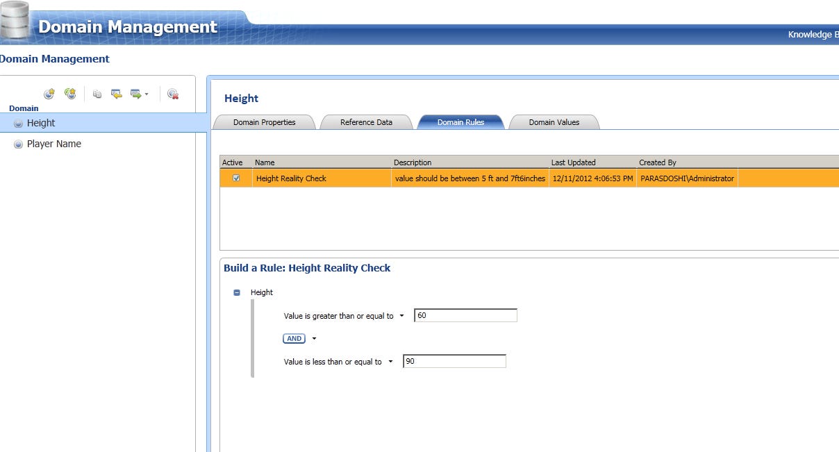 domain management knowledge base domain rules data sql