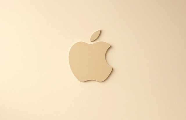 Beige Apple logo on beige